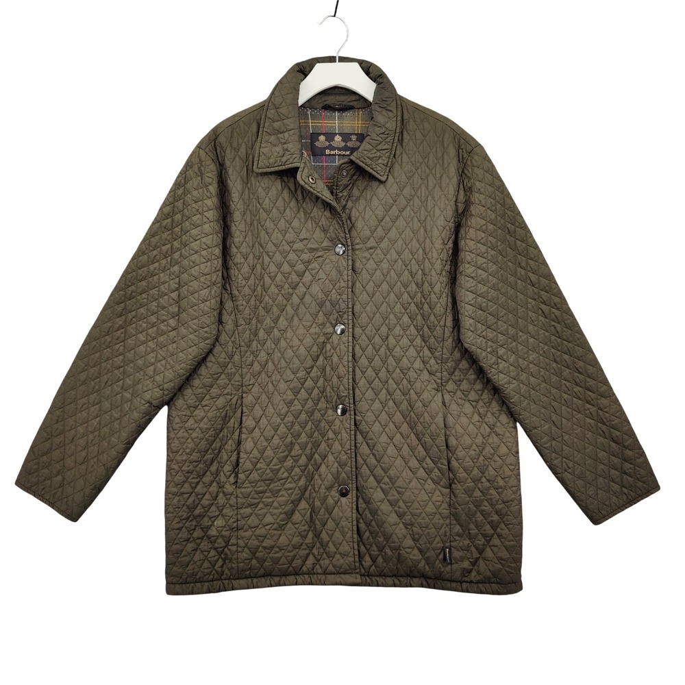Barbour Women Country Core Preppy Quilted Jacket 14 Olive Green Heritage Coat
